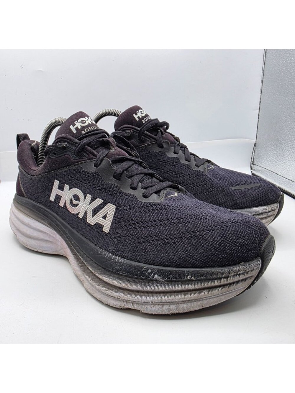 Hoka One One Bondi 8 Mens Wide Size 9 Black Running Shoes Athletic Outdoors